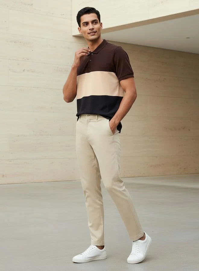 سبلاش فيڤ Men Short Sleeves Colourblock Polo T-shirt